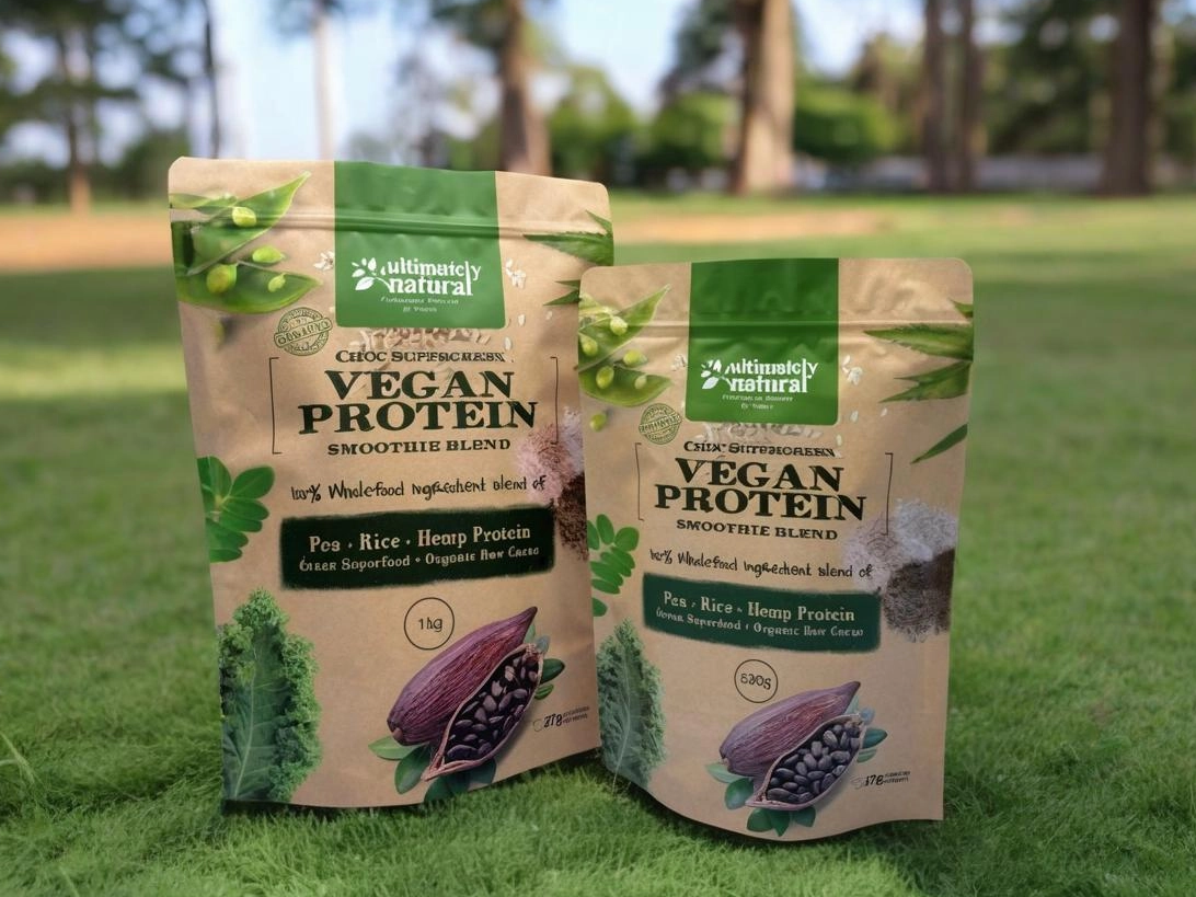 Veganprotein Stand Up Puches med anpassad tryckning